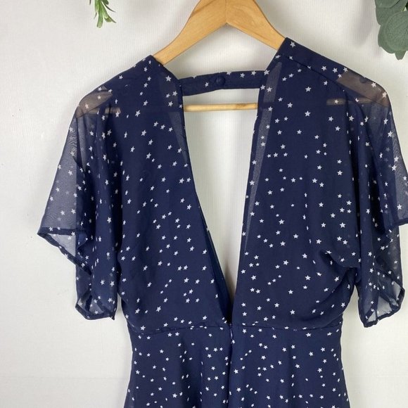 Lioness Size M Playsuit Romper Low Cut front & Back Navy Stars Party - Picture 8 of 11